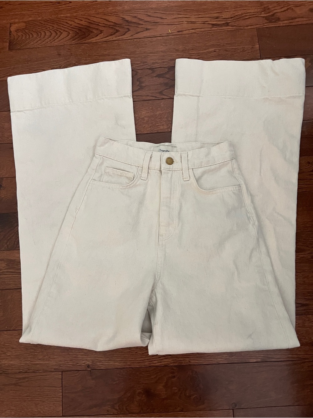 Triarchy Ms Onassis Wide Leg High Waist Beige Jeans 25 As New